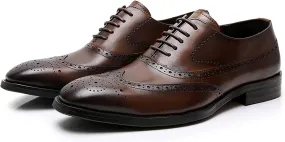 Men's Dress Shoes Lace Up Formal Oxford Modern Formal Oxford Casual Shoes Comfortable Wedding Shoes Non Slip Business Shoes,Brown,9US/43EU