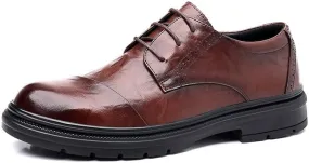 Men's Fashion Pointed Toe Oxfords Leather Formal Business Dress Shoes for Men Comfortable Derby Shoes
