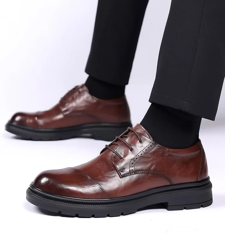 Men's Fashion Pointed Toe Oxfords Leather Formal Business Dress Shoes for Men Comfortable Derby Shoes
