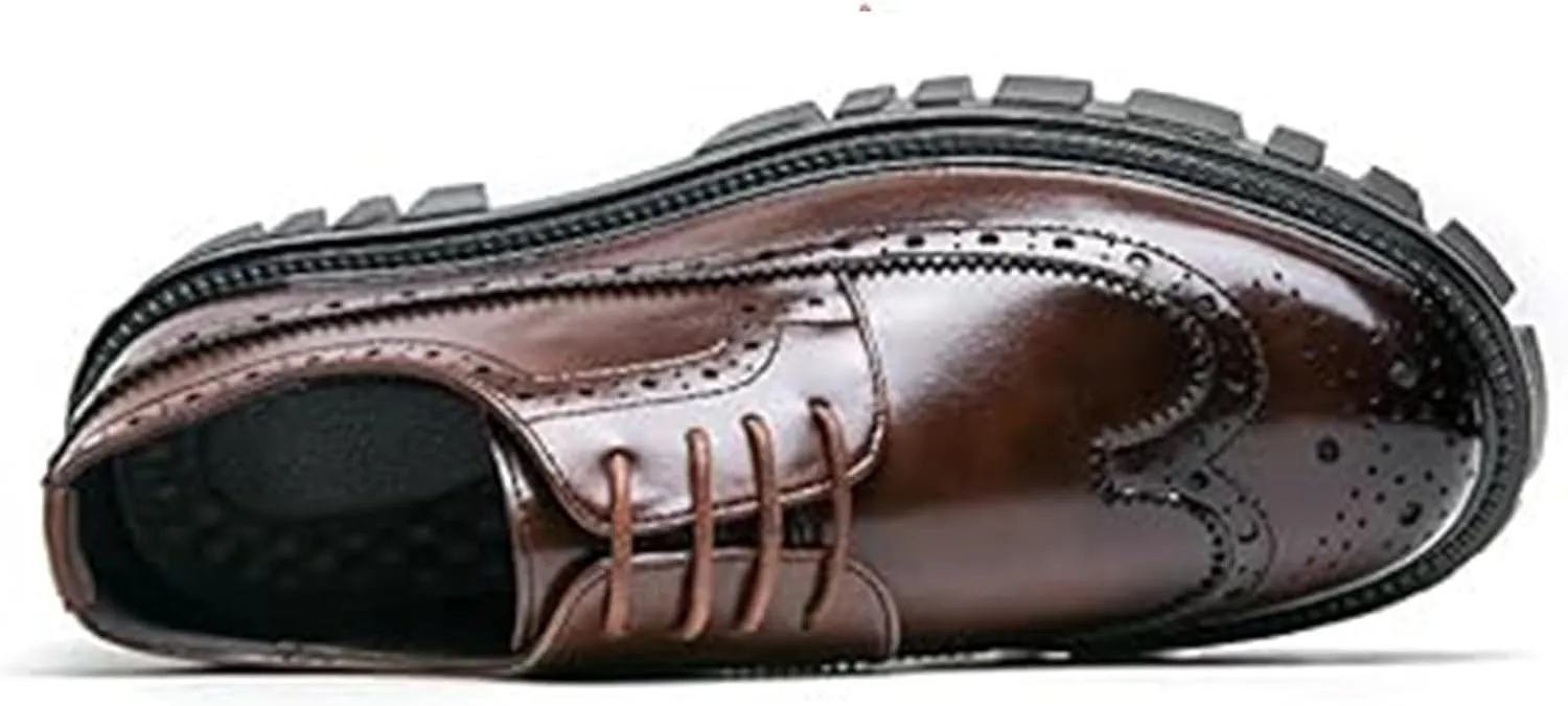 Men's Leather Oxford Shoes Comfortable Business Formal Anti-Slip Work Derby Shoes