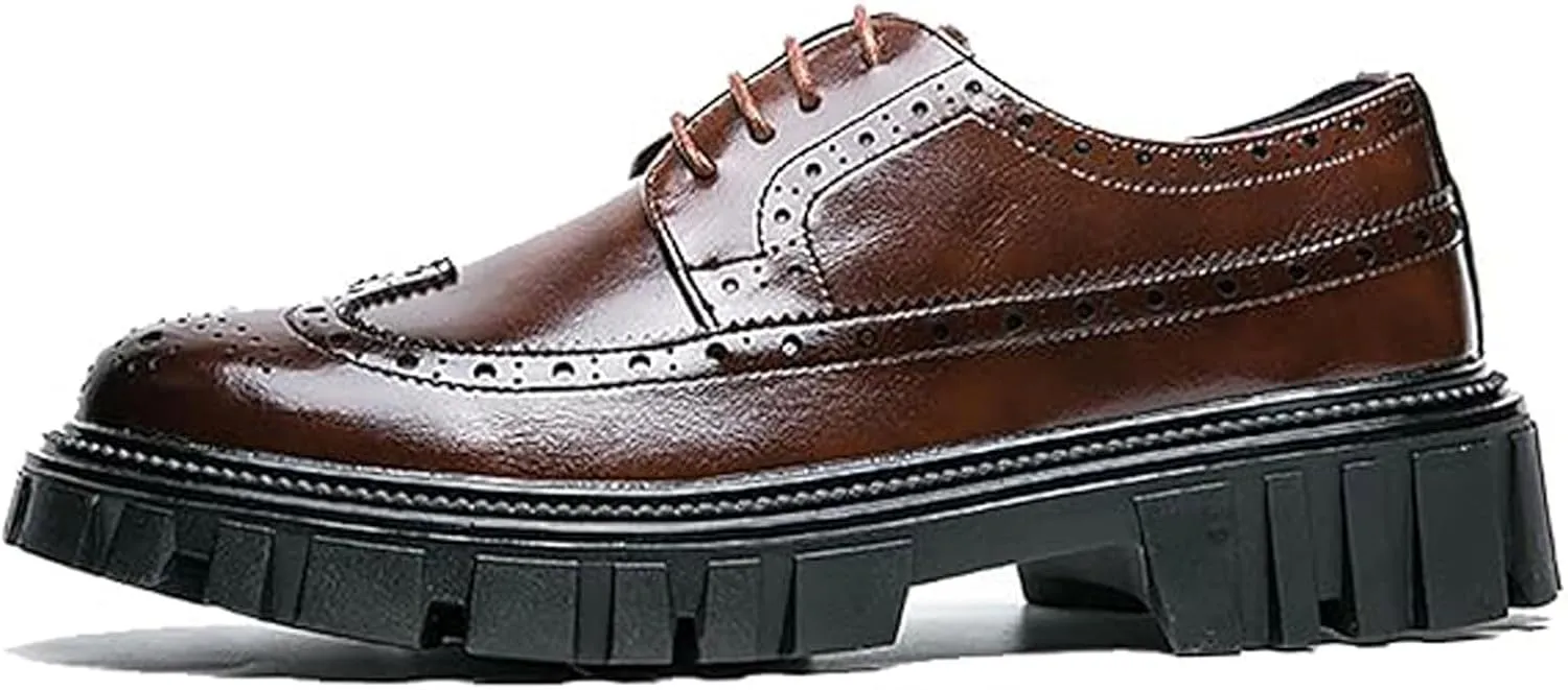 Men's Leather Oxford Shoes Comfortable Business Formal Anti-Slip Work Derby Shoes
