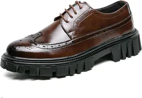 Men's Leather Oxford Shoes Comfortable Business Formal Anti-Slip Work Derby Shoes