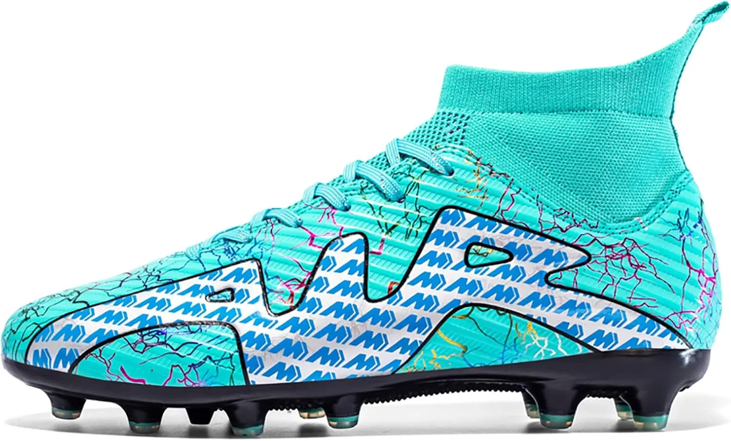 Mnplciea Soccer Cleats Mens Professional High-top Soccer Shoes Breathable Football Boots Boys Anti-Slip Outdoor Indoor Turf Training Athletic Sneaker