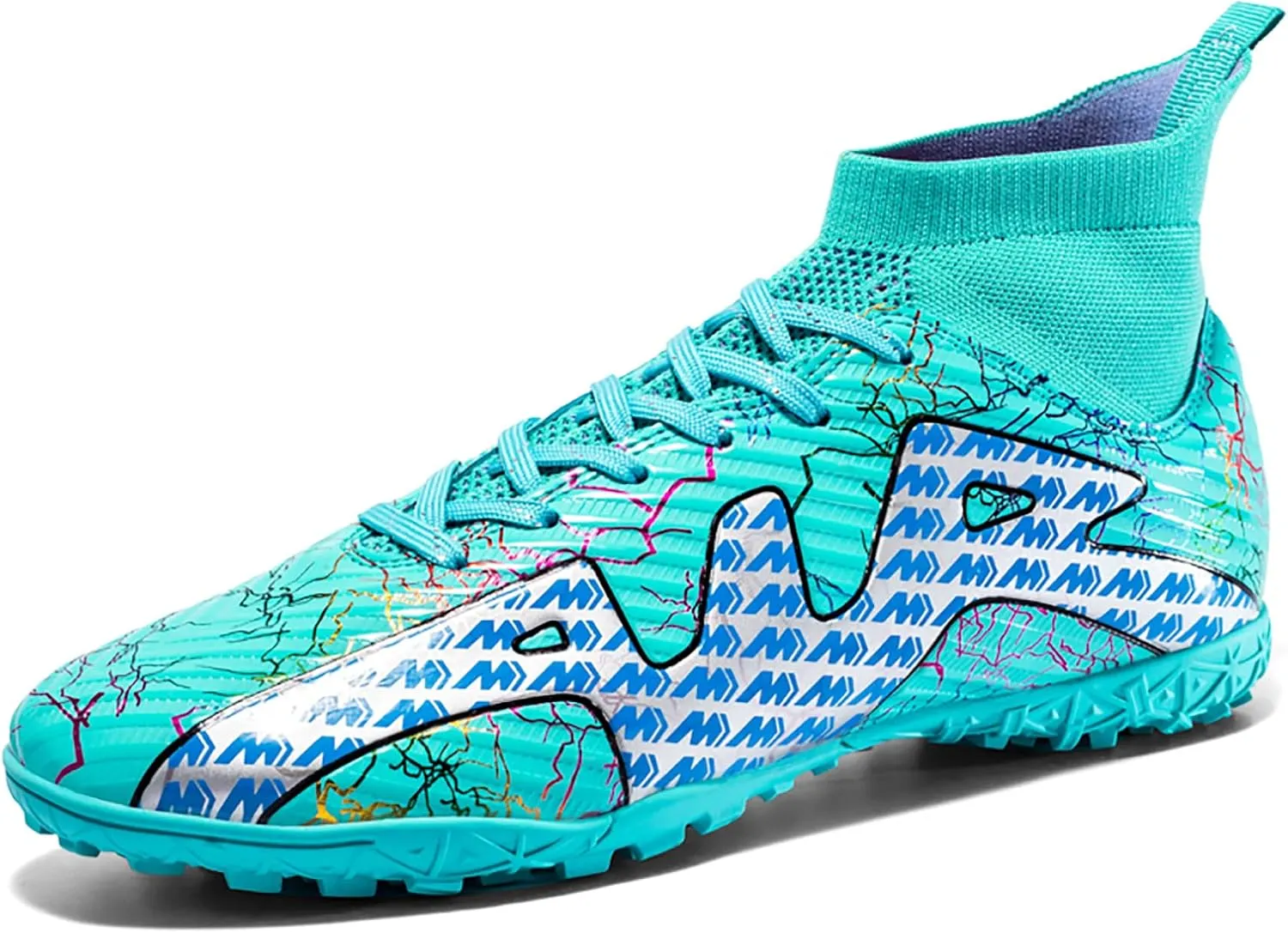 Mnplciea Soccer Cleats Mens Professional High-top Soccer Shoes Breathable Football Boots Boys Anti-Slip Outdoor Indoor Turf Training Athletic Sneaker
