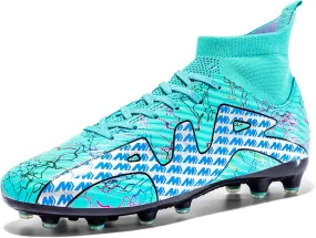 Mnplciea Soccer Cleats Mens Professional High-top Soccer Shoes Breathable Football Boots Boys Anti-Slip Outdoor Indoor Turf Training Athletic Sneaker