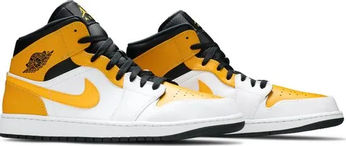 Nike - Air Jordan 1 Mid Sneakers - White/University Gold/Black