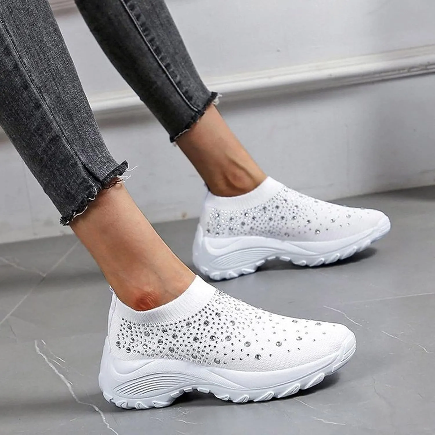 Orthopedic Comfortable Walking Shoes for Women Slip On Sneakers with Arch Support Casual Loafers Plantar Fasciitis Relief Foot Heel Pain Diabetic