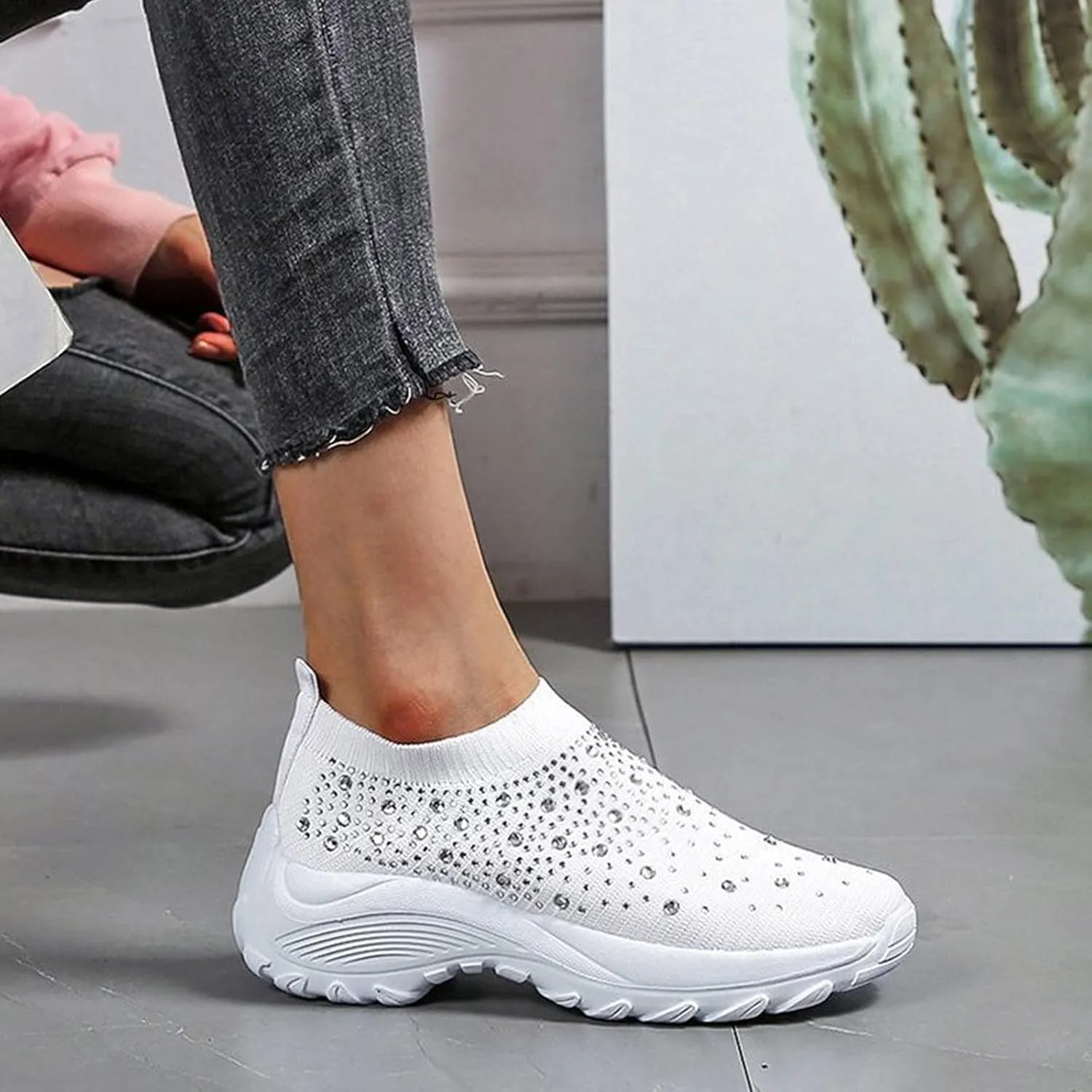 Orthopedic Comfortable Walking Shoes for Women Slip On Sneakers with Arch Support Casual Loafers Plantar Fasciitis Relief Foot Heel Pain Diabetic