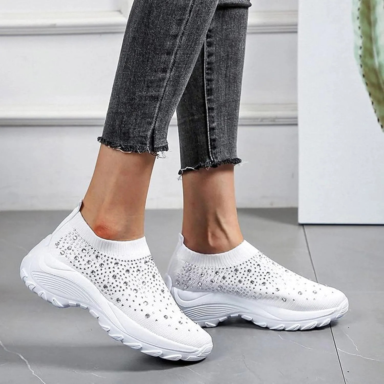 Orthopedic Comfortable Walking Shoes for Women Slip On Sneakers with Arch Support Casual Loafers Plantar Fasciitis Relief Foot Heel Pain Diabetic