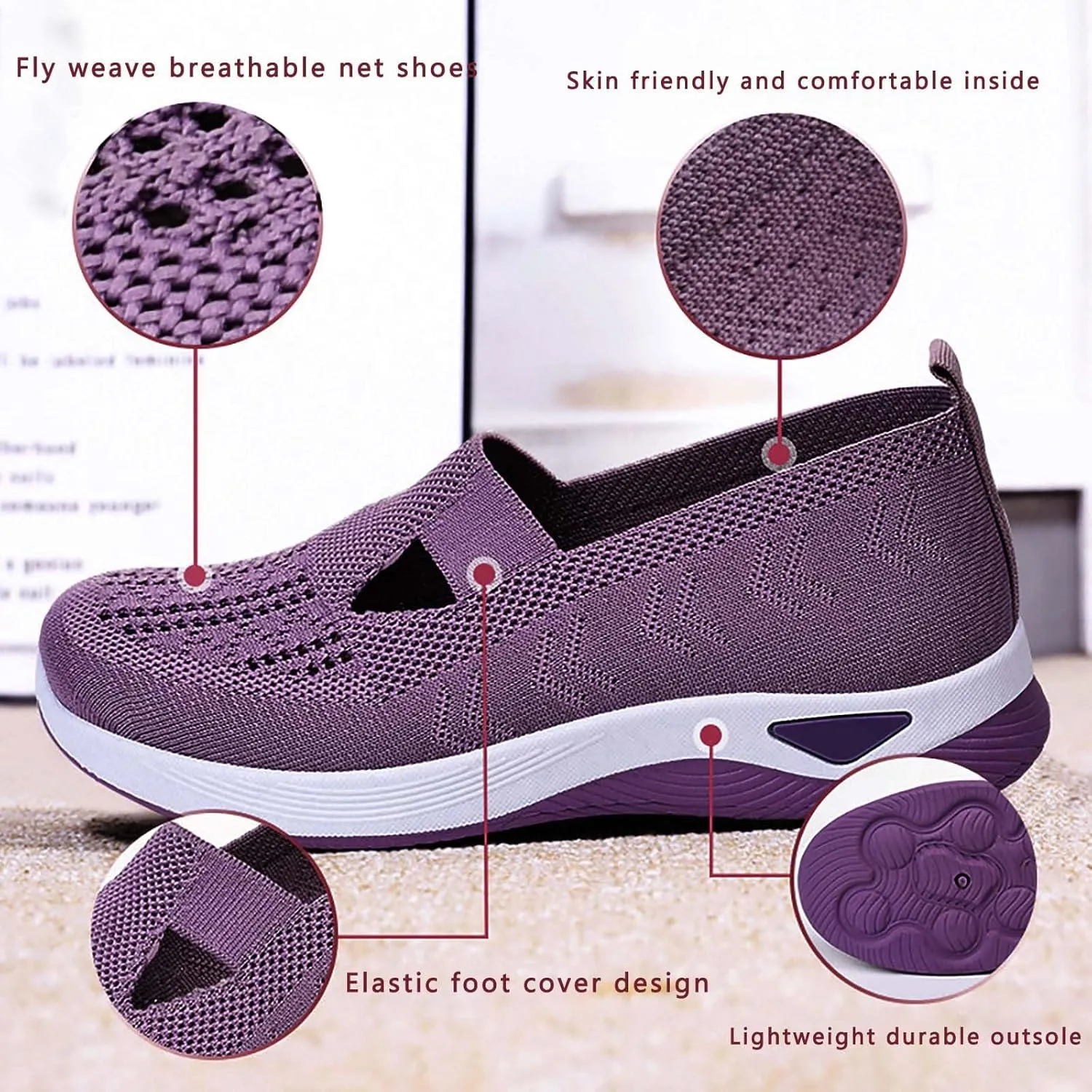 Orthopedic Walking Sneakers for Women Slip On Shoes with Arch Support Comfortable Casual Loafers Plantar Fasciitis Foot Heel Pain Relief Diabetic Feet