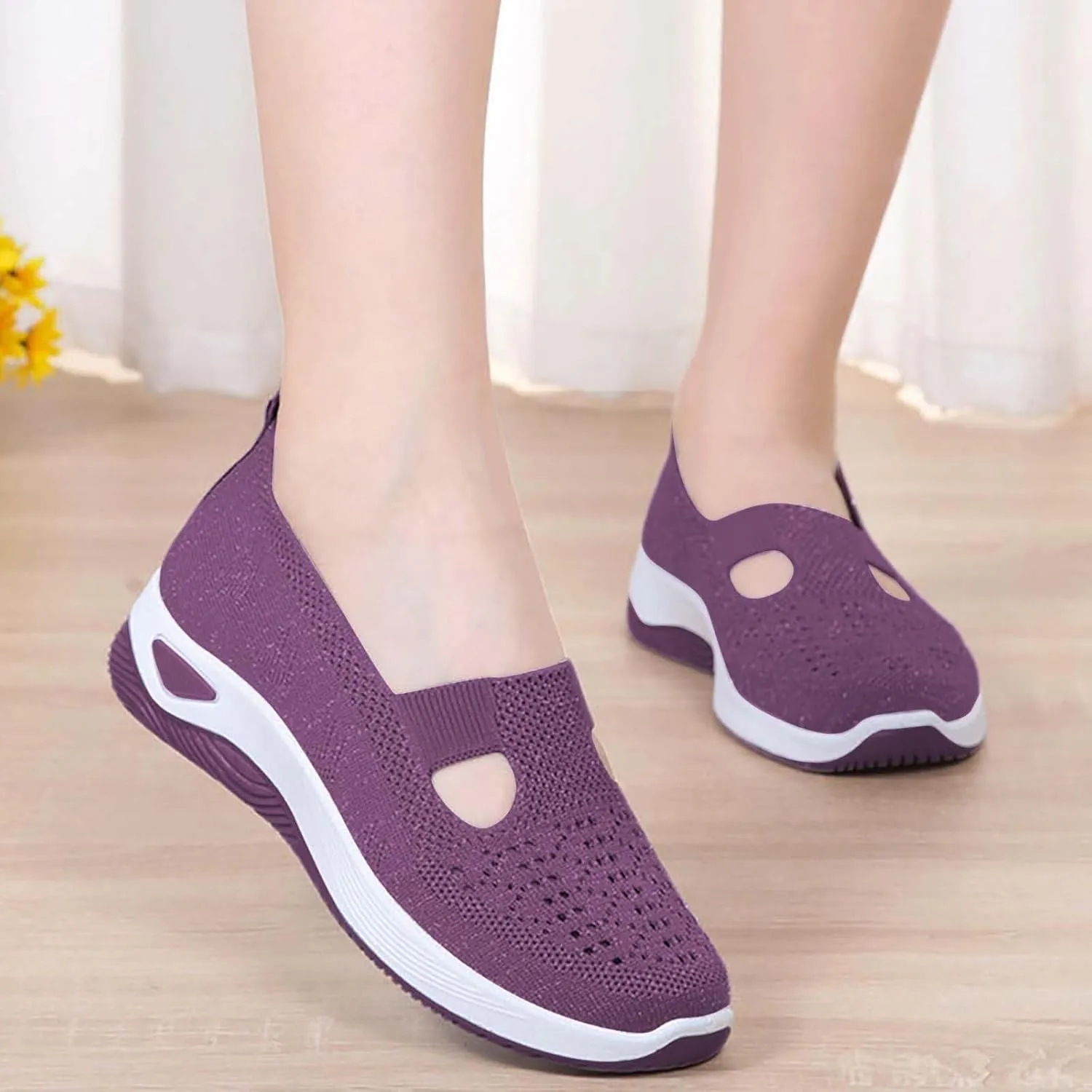 Orthopedic Walking Sneakers for Women Slip On Shoes with Arch Support Comfortable Casual Loafers Plantar Fasciitis Foot Heel Pain Relief Diabetic Feet