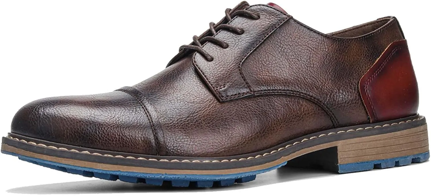 Recyphi Men's Casual Dress Shoes Orthopedic Shoes Business Oxford Derby Leather Shoes