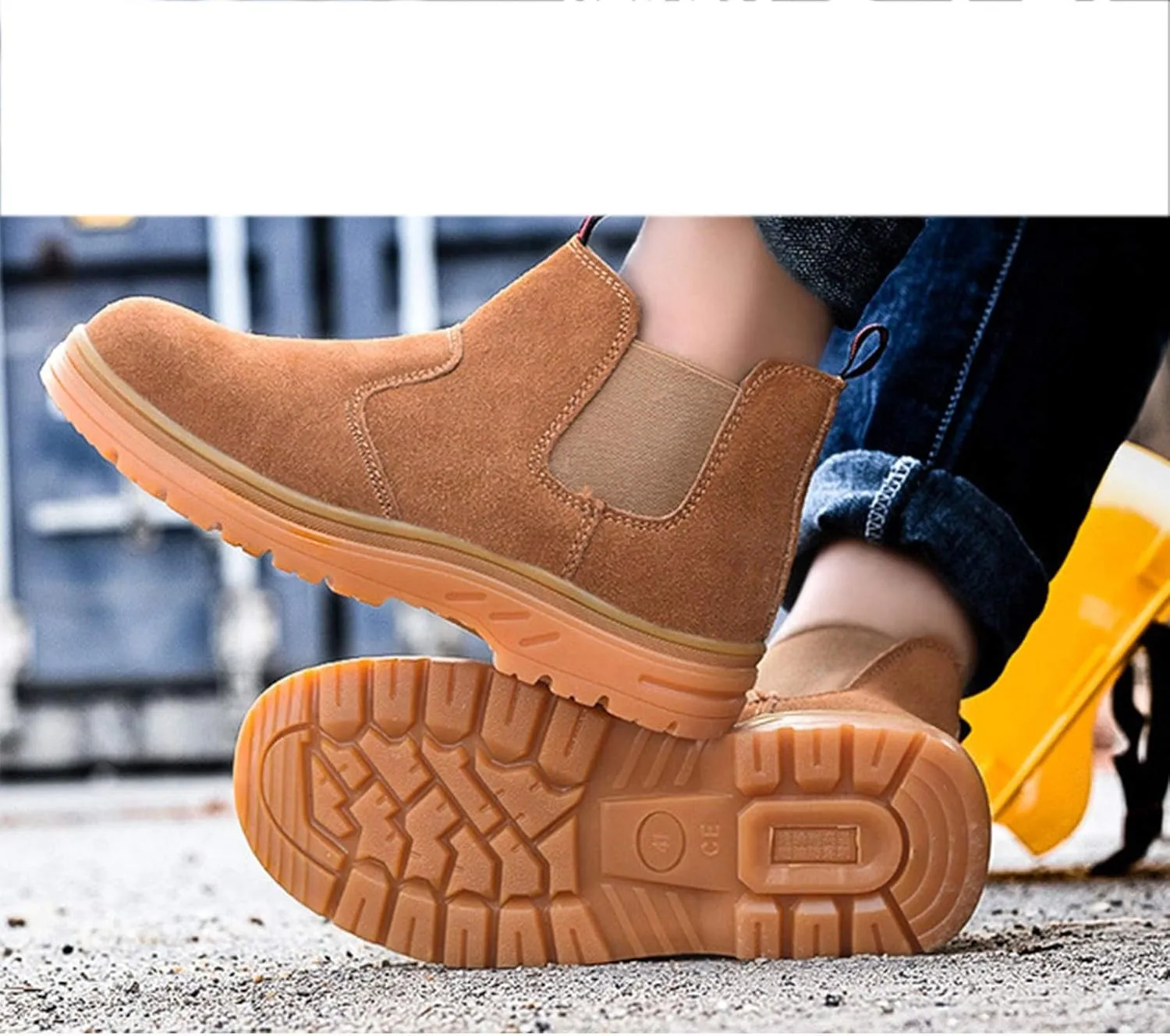 Safety Shoes Men Women Steel Toe Cap Trainers Mens Lightweight Breathable Industrial Safety Work Boots (Color : Yellow, Size : 6 US)