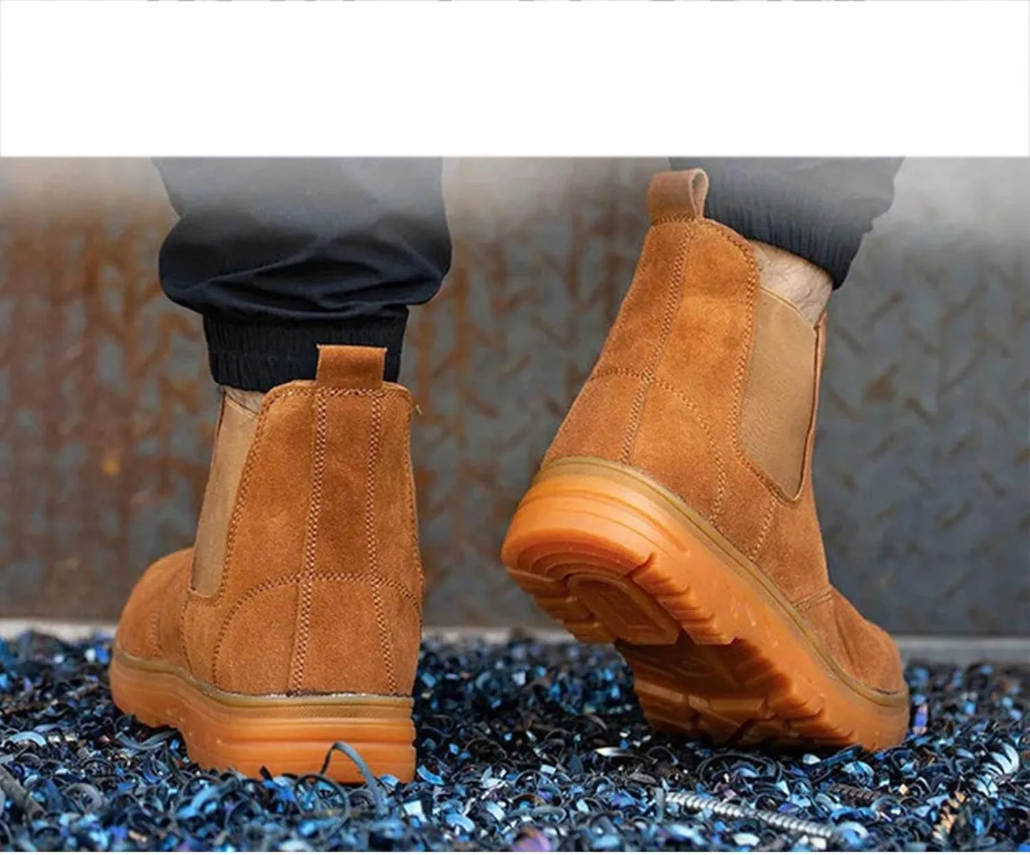 Safety Shoes Men Women Steel Toe Cap Trainers Mens Lightweight Breathable Industrial Safety Work Boots (Color : Yellow, Size : 6 US)