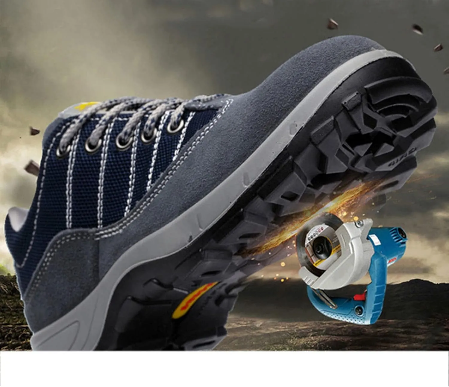 Safety Shoes Men Womens Steel Toe Cap Trainers Mens Womens Lightweight Breathable Safety Industrial Work Sneaker Anti-Smashing Anti-Puncture (Color : Gray, Size : 5.5 US)