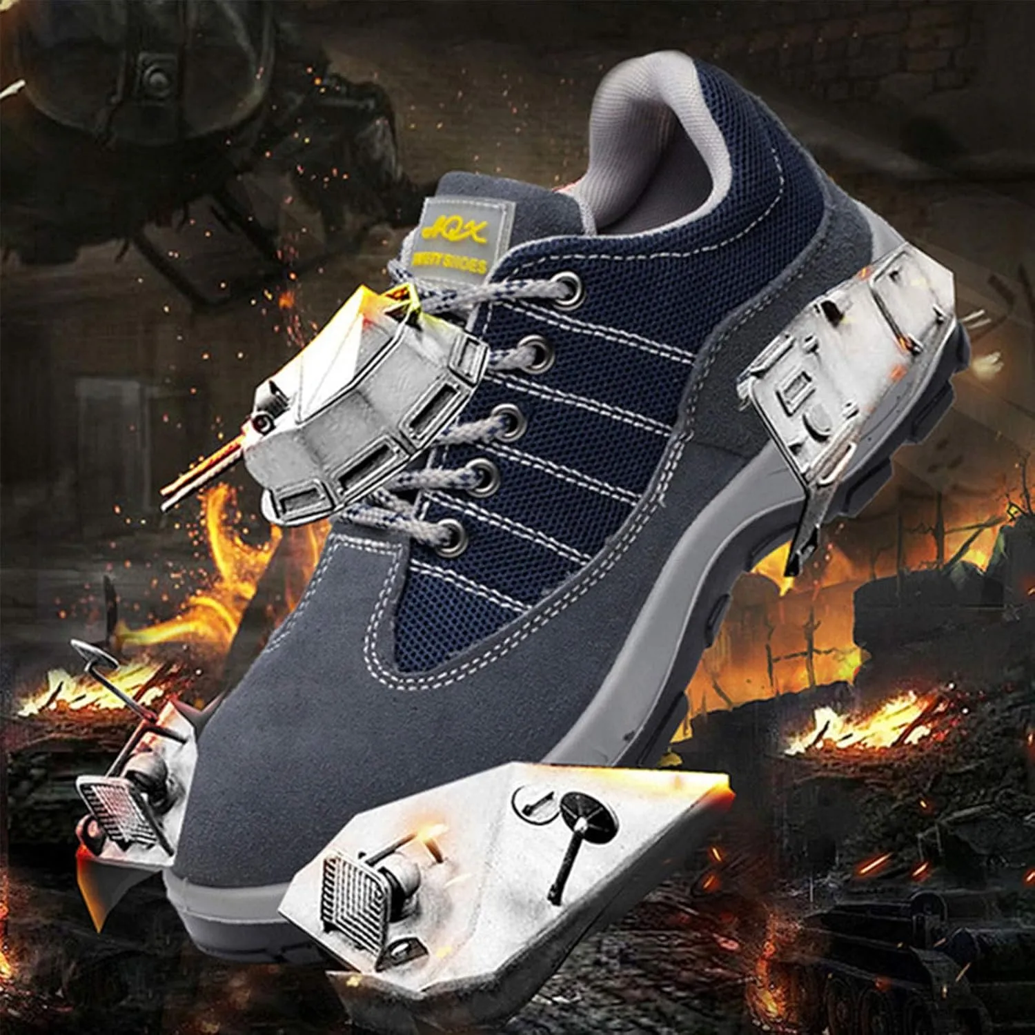 Safety Shoes Men Womens Steel Toe Cap Trainers Mens Womens Lightweight Breathable Safety Industrial Work Sneaker Anti-Smashing Anti-Puncture (Color : Gray, Size : 5.5 US)
