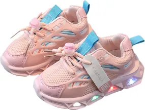 Toddler Glitter Sneaker Memory Foam Light Up First Walking Sport Shoes Baby Boys Mesh Breathable Fashion Non Slip Shoes