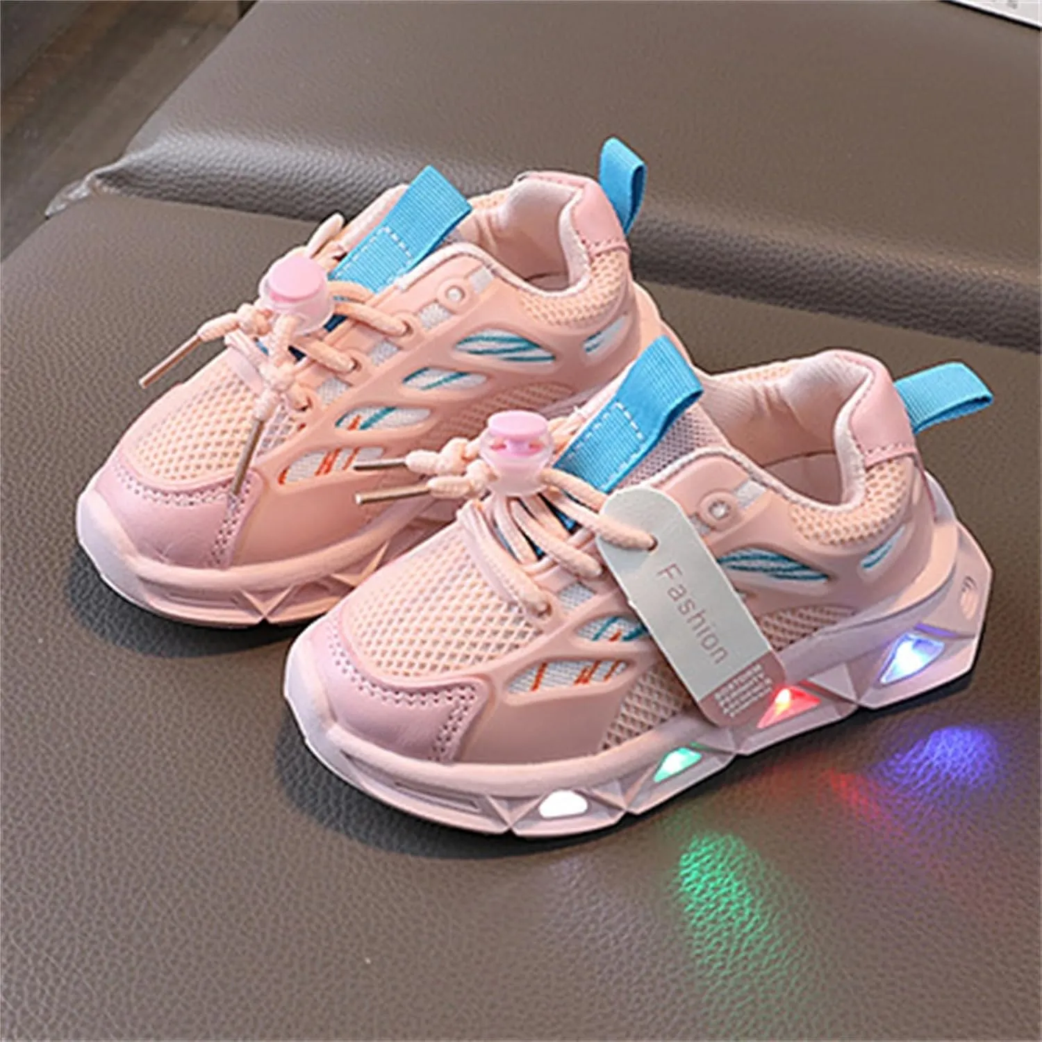 Toddler Glitter Sneaker Memory Foam Light Up First Walking Sport Shoes Baby Boys Mesh Breathable Fashion Non Slip Shoes