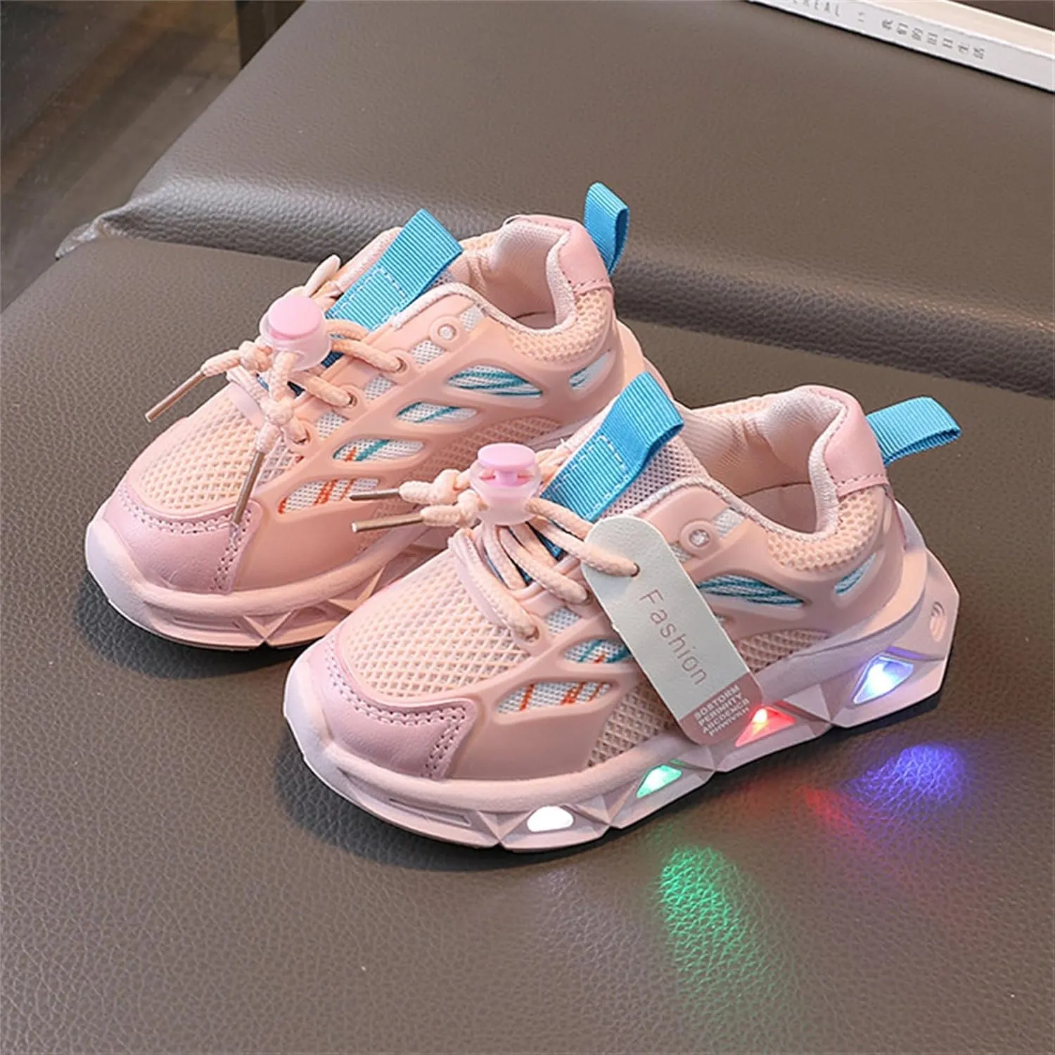 Toddler Glitter Sneaker Memory Foam Light Up First Walking Sport Shoes Baby Boys Mesh Breathable Fashion Non Slip Shoes