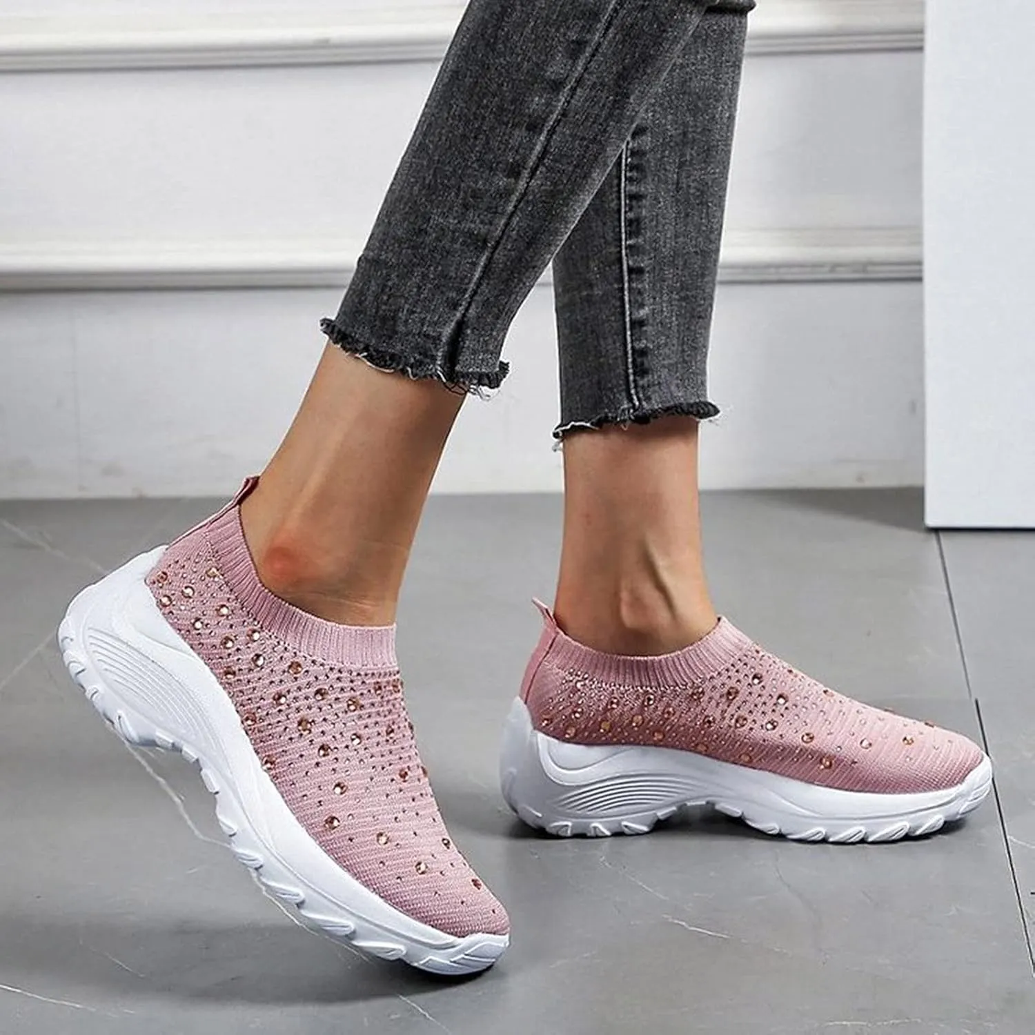 White Sneakers for Women Zapatos De Mujer De Vestir Comodos Walking Shoes for Women 2023 Plantar Fasciitis Work Shoes Women Non Slip Women Lightweight Walking Shoes 7.5