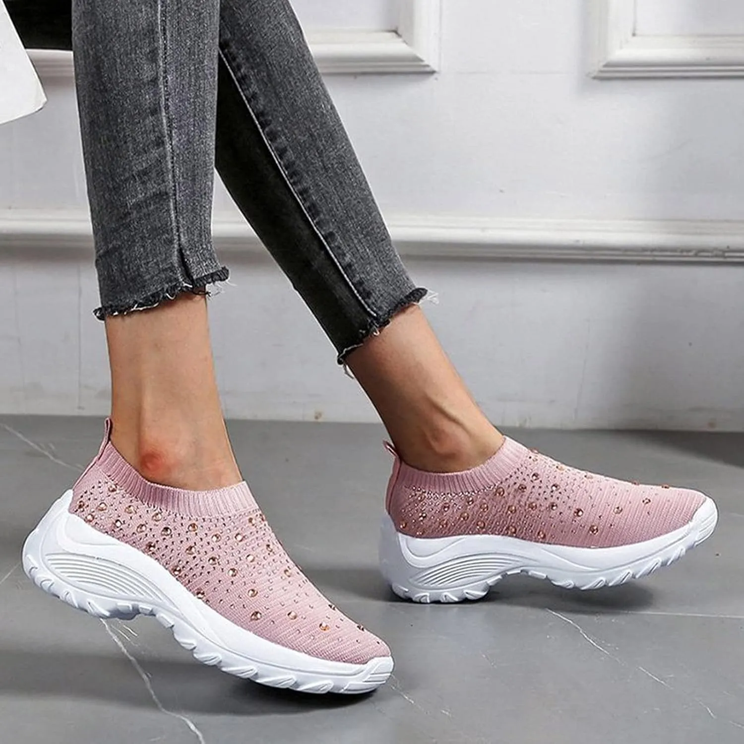 White Sneakers for Women Zapatos De Mujer De Vestir Comodos Walking Shoes for Women 2023 Plantar Fasciitis Work Shoes Women Non Slip Women Lightweight Walking Shoes 7.5