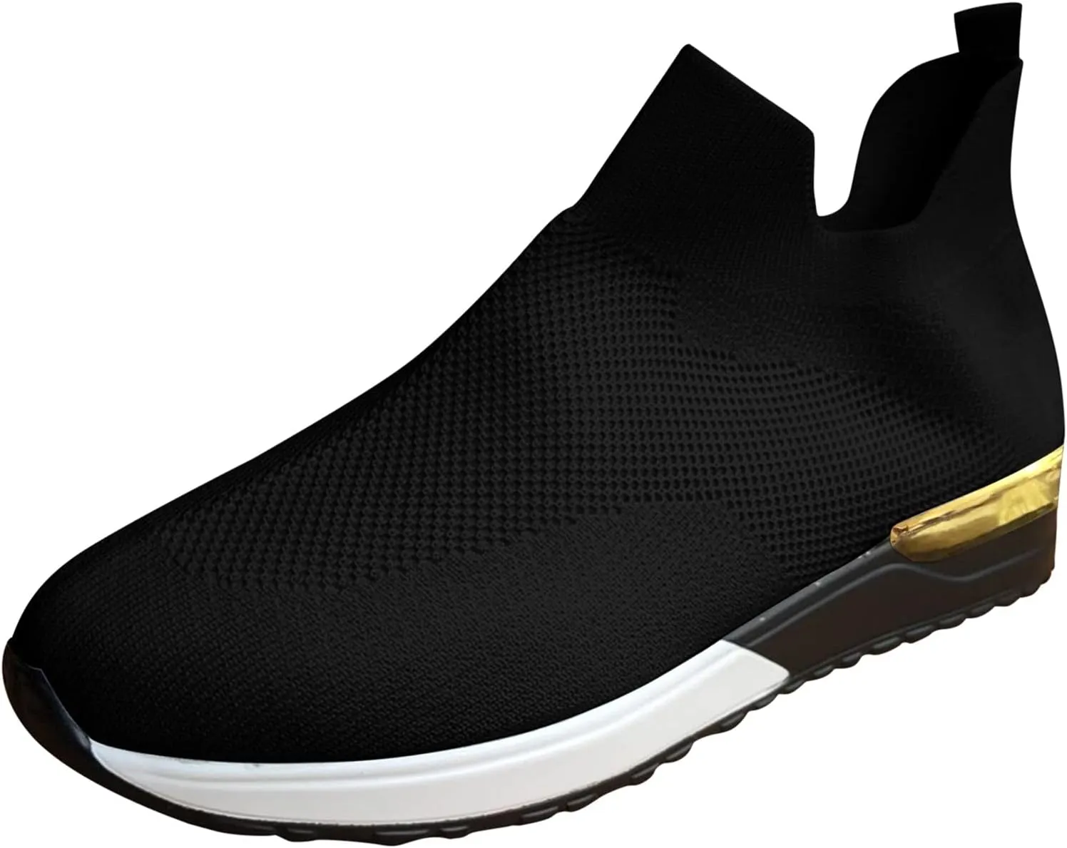 Women's Fashion Sneaker Mesh Slip On Black Non Slip Shoes for Women Comfortable Walking Shoes for Men Wide Width Black Platform Loafers Women Sock Sneakers Women