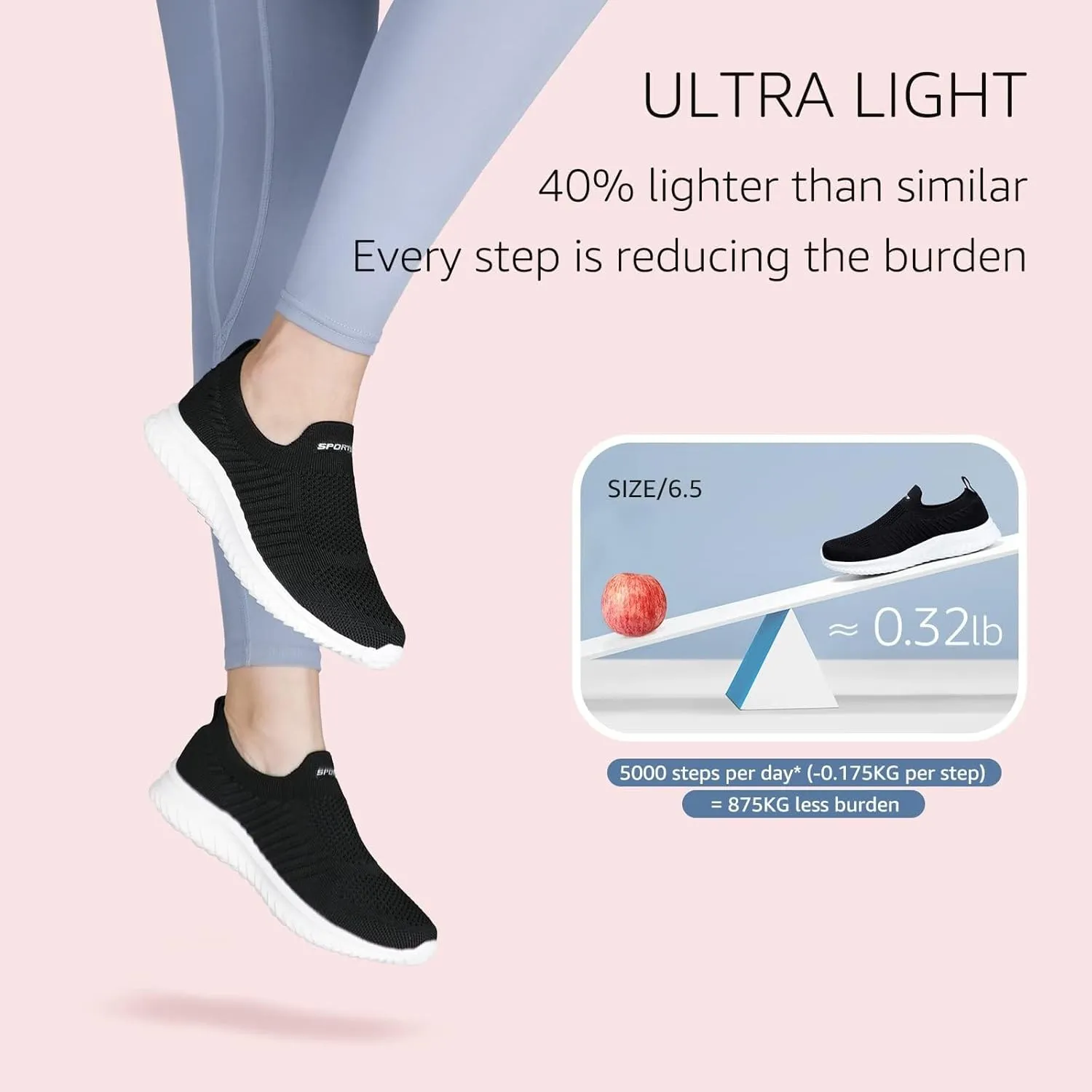 Womens Orthopedic Walking Loafers Slip On Sneakers with Arch Support Comfortable Casual Shoes Plantar Fasciitis Relief Foot Heel Pain Diabetic Feet
