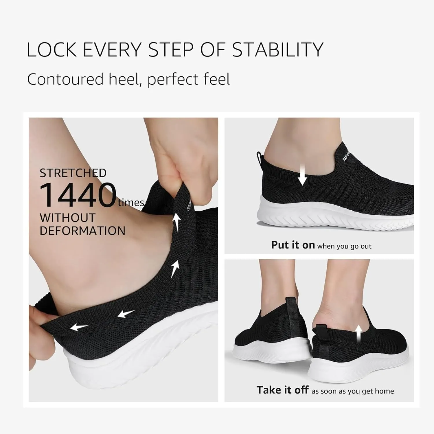 Womens Orthopedic Walking Loafers Slip On Sneakers with Arch Support Comfortable Casual Shoes Plantar Fasciitis Relief Foot Heel Pain Diabetic Feet