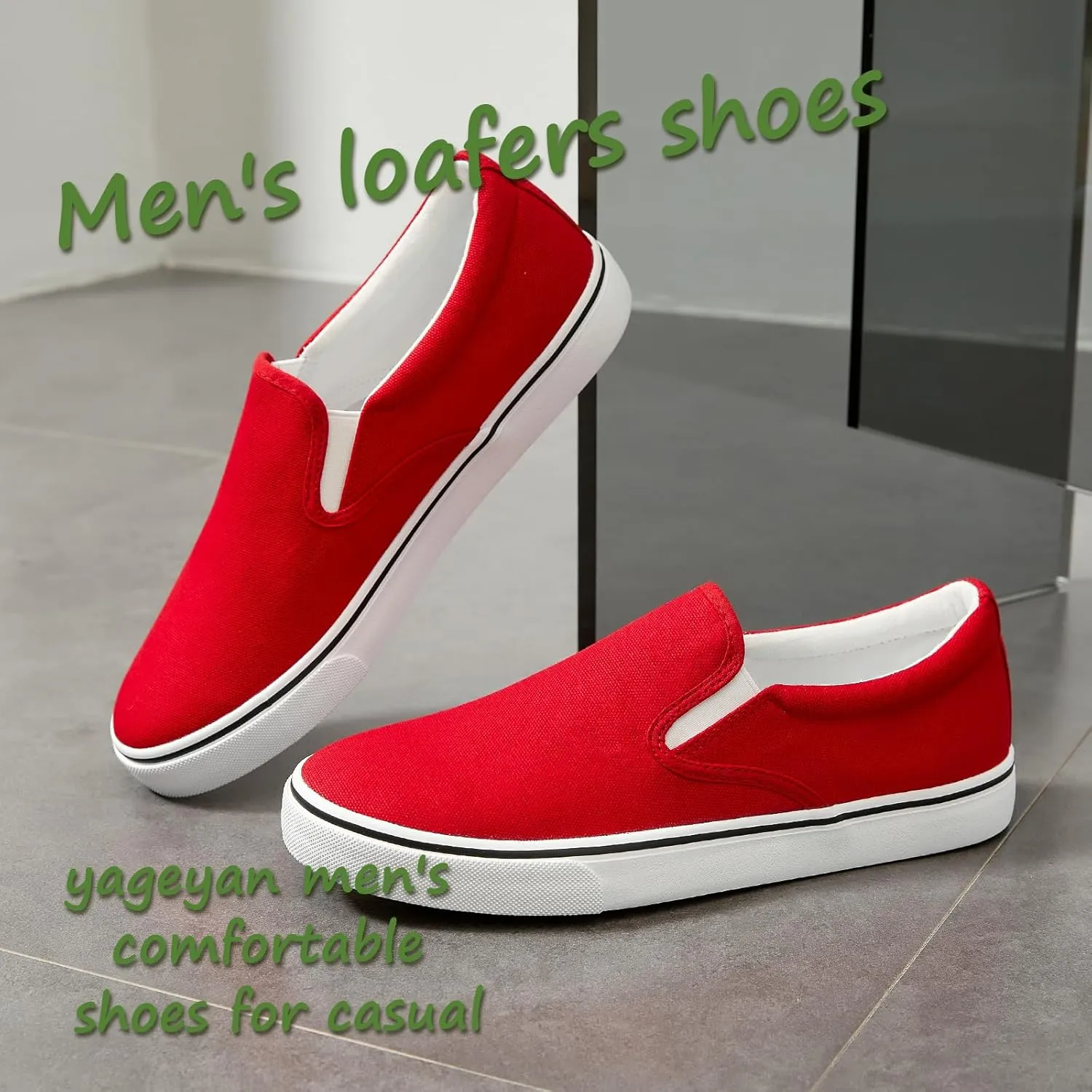 yageyan Mens Slip on Sneakers Loafers Shoes Canvas Black Shoes Canvas Blue Casual Fashion Shoes
